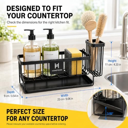 Kitchen Sink Organizer, Stainless Steel, Black