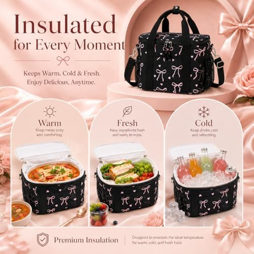 LOIDOU Lunch Box for Women Men Insulated Corduroy Lunch Bag Cooler