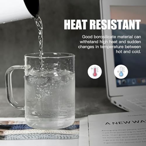 AGH 6 Pack Glass Sublimation Cups With Handle, 16oz Transparent Blanks