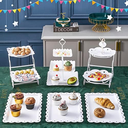 Mwellewm 10Pcs Cupcake Stand,Dessert Table Display Set, 4 White 3
