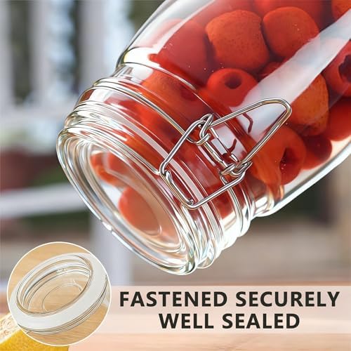 Glass Jars with Airtight Lid 34 oz 4 Pack Wide Mouth
