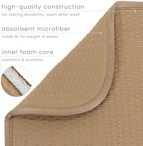 S&T INC. Dish Drying Mat, 18" x 24", XL, Diamond Texture, Tan