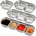 SOUJOY 4 Pcs Stainless Steel Sauce Dish, Divided Seasoning Sauces Dip