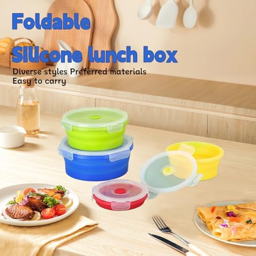 4 Collapsible Food Storage Containers, Silicone Food Storage