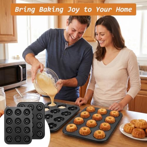 2 Pcs Mini Pount Cake Pan, 12-Cavity Non-Stick Carbon Steel Baking