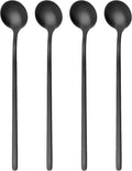 Gjinxi 4pc Satin Black Stainless Steel Coffee Spoons, 6.7 Inch Mini Teaspoons by Gjinxi