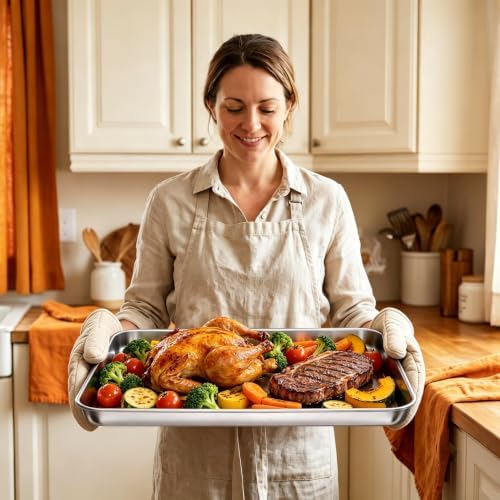 Stainless Steel Baking Sheet, 17.5" x 13" Cookie Sheet Set, 2-Pack