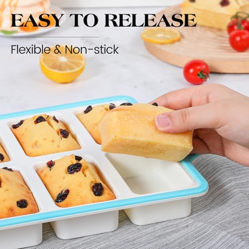 Vinino 2 Pack 8-Cavity Mini Silicone Loaf Pans with Metal-Reinforced
