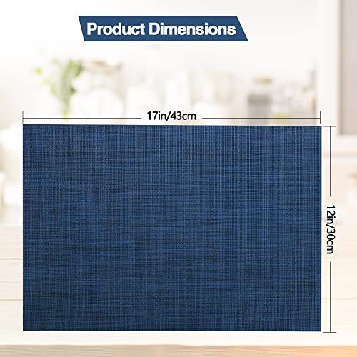 SLKQG Navy Blue Placemats Set of 4 - Easy Clean Washable Vinyl