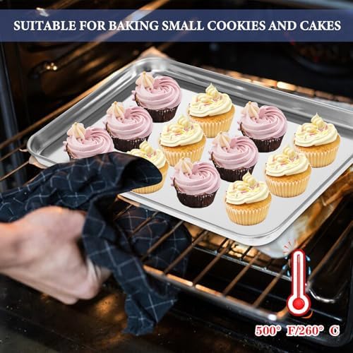 16 Pcs Baking Sheet Stainless Steel Cookie Sheet Small Metal Pans