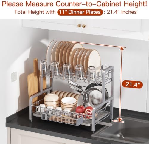 BOOSINY 2-Tier Stainless Steel Dish Drying Rack
