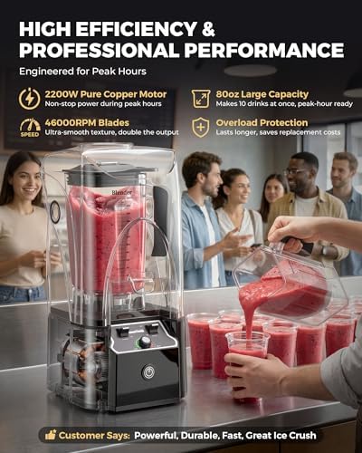 WantJoin Commercial Blender, 2200W, Black