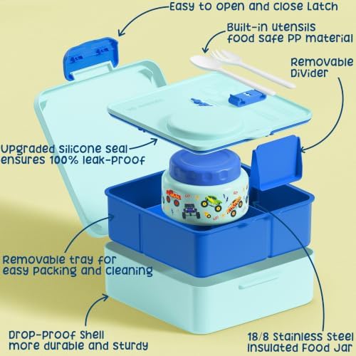 Fimibuke Kids Bento Lunch Box with Thermo, Lunch Bag, Kids Water