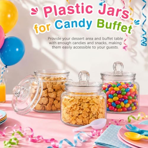 mwellewm 4Pcs Candy Jars with Lids&Spoons Cookie Dispenser Snack