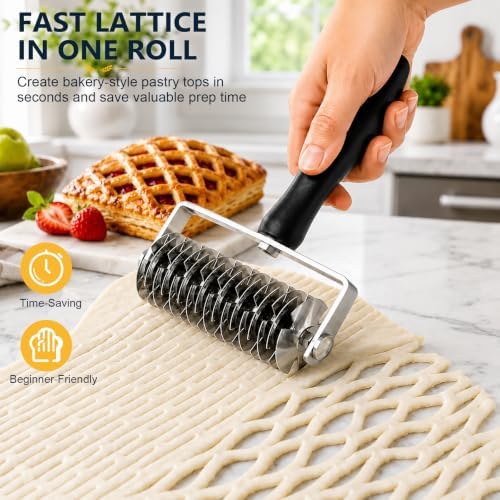 Pastry Lattice Roller Cutter, Stainless Steel Dough Lattice Cutter for