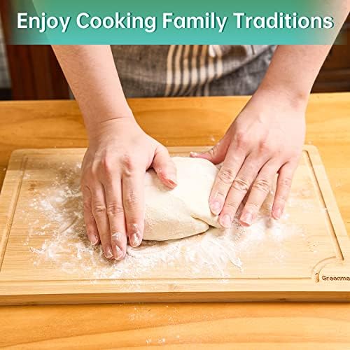 Bamboo Cutting Boards for Kitchen, Wood Cutting Board with Holder