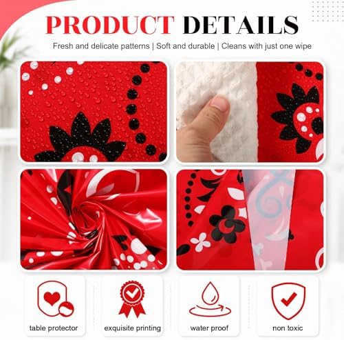 Oudain 6 Pcs Bandana Tablecloth 84in Round Cow Tablecloth Plastic