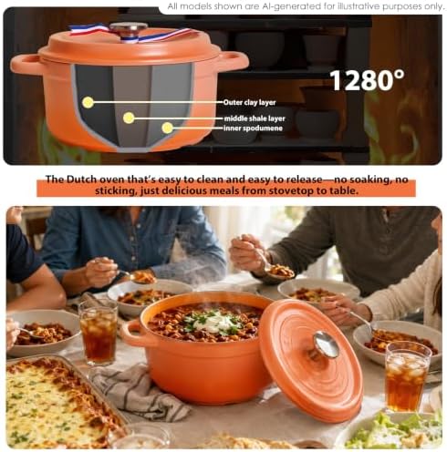 Ceramic Dutch Oven Pot with Lid, 3.17 QT – Non Stick Casserole Ceramic