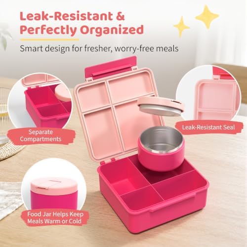 Pawtong Bento Lunch Box with 8oz Soup Thermo (Pink)