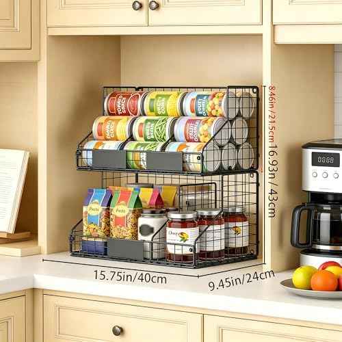2 Pack Pantry Organizers and Storage Shelf Canned Food Organizer