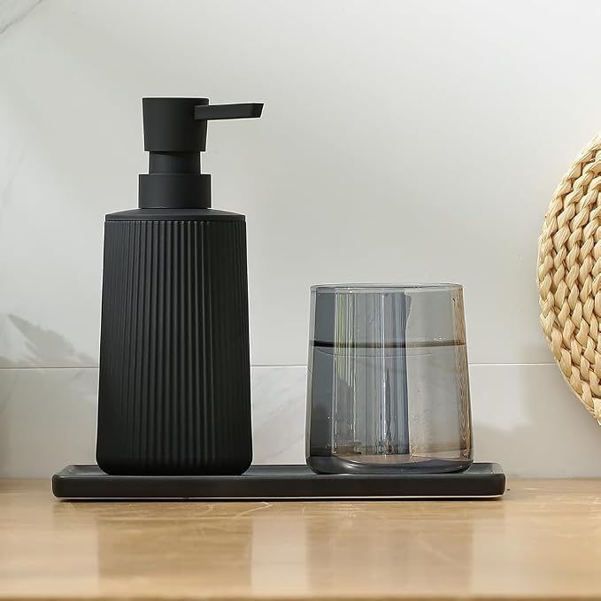 Small Soap Dispenser for Bathroom and Kitchen, Modern Farmhouse Striped Style - Image 2