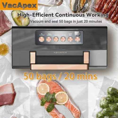 Vacapex Vacuum Sealer Machine, Double Heat Seal, 2 Rolls
