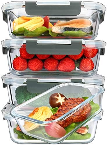 M MCIRCO 5 Pack 36 oz Glass Food Storage Containers
