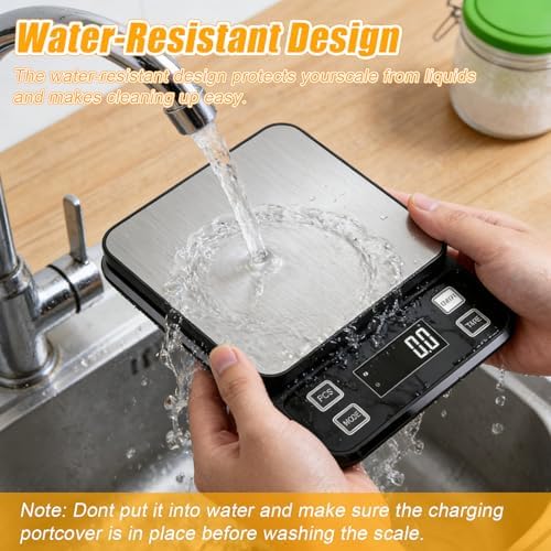 Waterproof Kitchen Scale, 10kg/22lb Food Scale Precisely Measures
