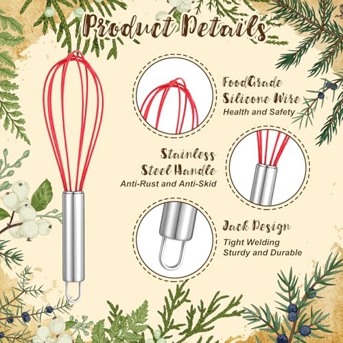 FoldTier 12 Sets 8 Inches Christmas Whisk Baking Supplies Gifts Sets
