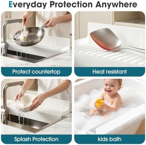 Snuggery 20"x4" Silicone Sink Edge Protector&Splash Guard with Suction