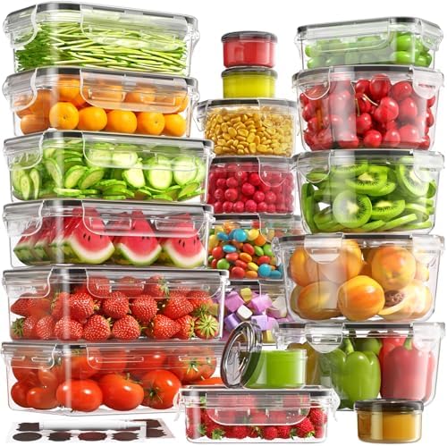 BiuLeon 40 PCS Food Storage Containers, BPA-free Plastic