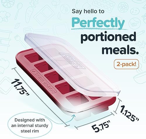 Souper Cubes 2 Tbsp Silicone Freezer Molds with Lids, Cranberry
