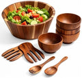 Honeydak 9 Pcs 12" Wood Salad Bowl with 4.7" Serving Bowls and