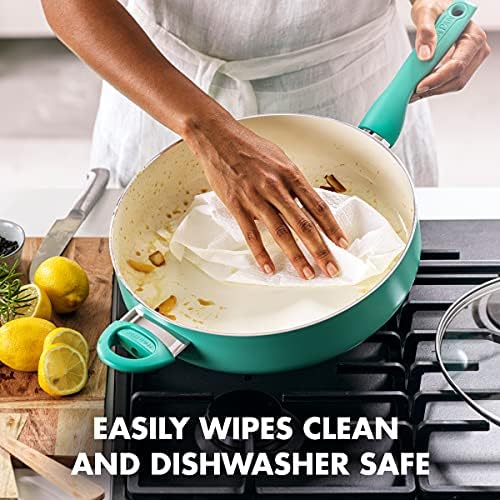GreenPan Rio 5QT Saute Pan and Lid, PFAS-Free Ceramic Nonstick