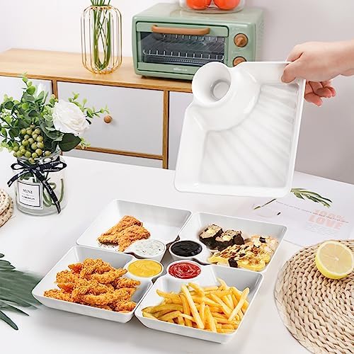 Lawei 10Pcs Chips and Dip Plates, Plastic Serving Platter Set Dumpling