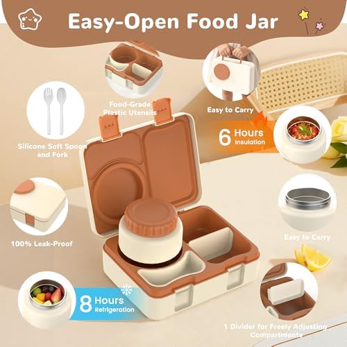 Bento Lunch Box for Kids with 8oz Insulated Thermo Food Jar