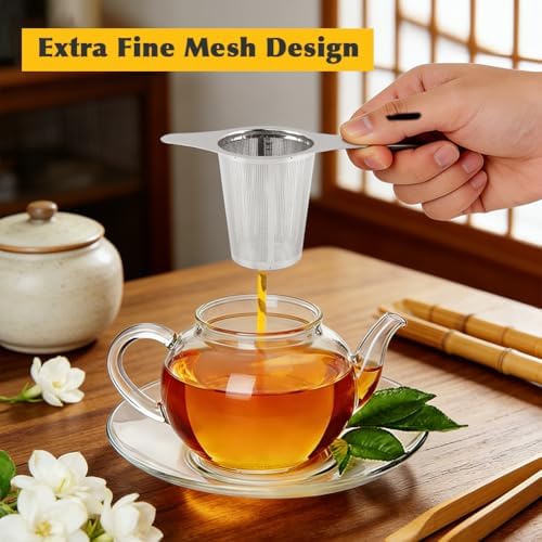 2 Pack 304 Stainless Steel Tea Infuser with Lid, Extra Fine Mesh Loose