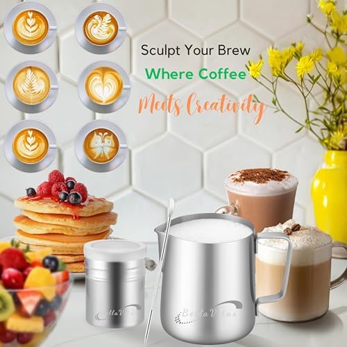 Stainless Steel Milk Frothing Pitcher Set 20oz Latte Art Pen