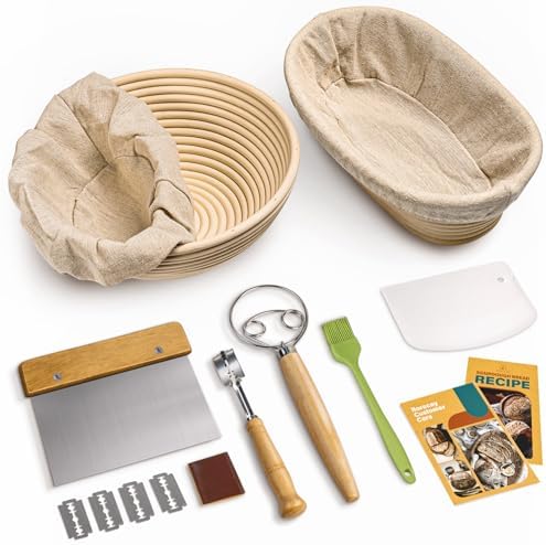 Rorecay Sourdough Starter Kit with Banneton Bread Proofing Baskets