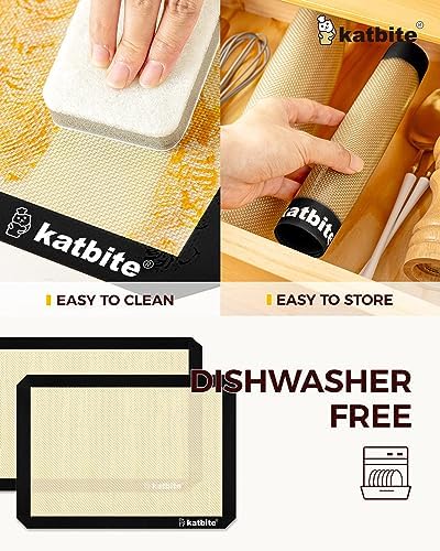 Katbite Silicone Baking Mat Set of 3 Black