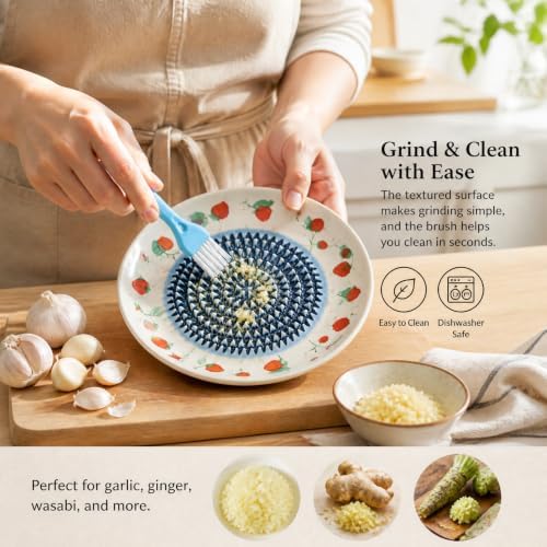 2 Pcs Premium Ceramic Garlic Grater Plate, 4.9'' Zester Grater