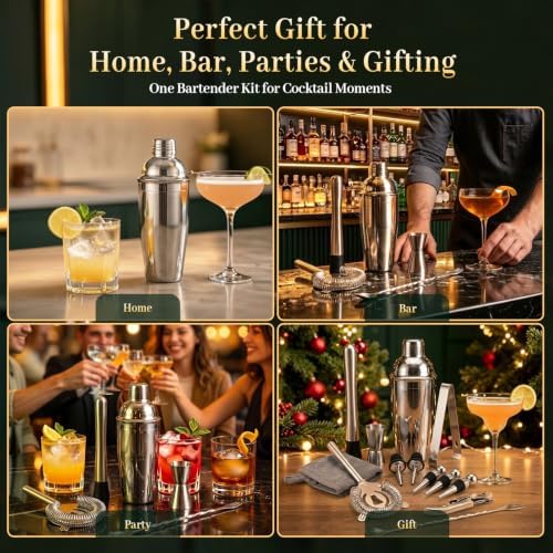 Cocktail Shaker Set,13Piece Bartender Kit,Bar Tool Set,Bar Cart