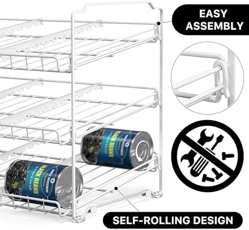 Simple Houseware 3-Tier Stackable Can Organizer Rack Hold 36 Cans, White