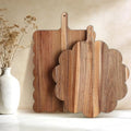 Acacia Wood Scalloped Cutting Boards Set, Decorative Wooden