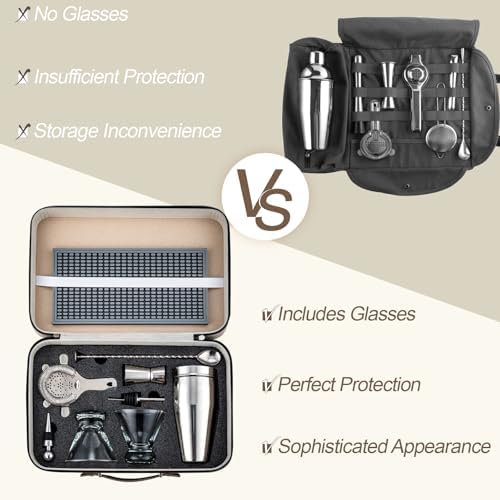 Travel Martini Kit with 2 Glasses,Martini Gift for Home,Party