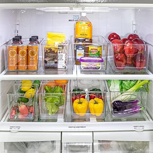 Sorbus Clear Plastic Fridge Organizer Bins, Large, 8 Pack