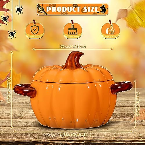 Uiifan 2 Pcs Pumpkin Pot for Cooking with Lid, 17 oz, Orange