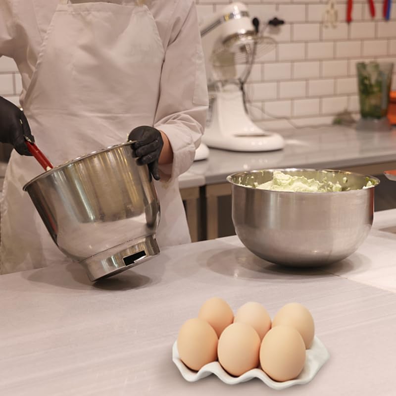 Ceramic 6-Cup Egg Tray and Holder, White