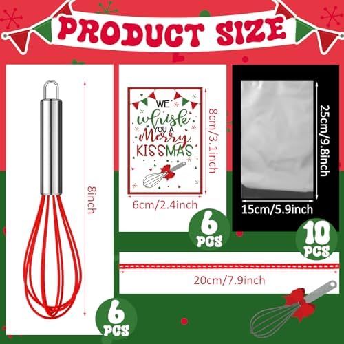 Nuogo 24 Sets Christmas Neighbor Whisks Gifts with Cards, 8 Inch