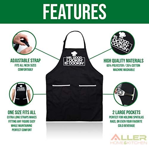 ALLER HOME&KITCHEN Funny Apron for Men, 2 Large Pockets One Size Fits
